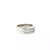 14k White Gold 1.00ct F VS2 (14) Round Diamond (2) Rows 7mm Right Hand Anniversary Ring